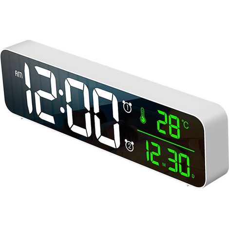 Horloge numérique LED avec grand écran, horloge de bureau rétroéclairée, horloge électronique avec affichage de la date et de la température