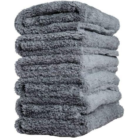 Lot de 6 chiffons de voiture en microfibre sans couture, séchage rapide, réutilisables pour le nettoyage et le polissage, 450 g/m² (1/5)