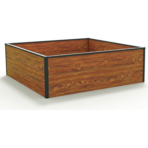 GFP Orto rialzato HALFSIZE in alluminio - Aiuola rialzata salvaspazio e stabile in aspetto legno - 119 x 119 x 39 cm (1/2)
