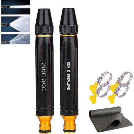Pistolet à eau haute pression pour le lavage de voiture à domicile, avec surpresseur pour tuyau d'arrosage, 3 modes de pulvérisation (lot de 2)