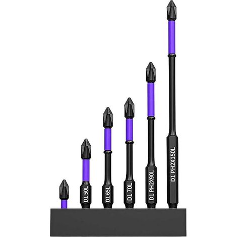 Magnetische rutschfeste Bohrer-Bits – 6-teiliges Schraubendreher-Aufsatz-Set, Kreuzschlitz-Magnetkopf mit Aufbewahrungsbasis, Power-Schraubendreher-Bits für Elektroschrauber (1/5)