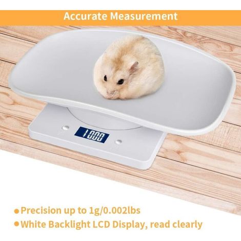 Balance numérique pour animaux de compagnie avec écran LCD, 4 modes de pesée (oz/ml/lbs/g), adaptée aux animaux de compagnie et à la cuisine pesant des chats, des chiens, de la nourriture, capacité ju (1/4)