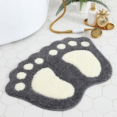 Tapis Bain Gris 48x67cm Motif Pieds, Entrée cuisine (1/4)