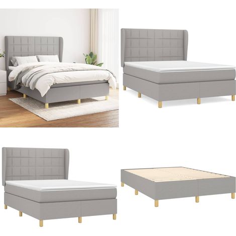 Boxspringbett mit Matratze Hellgrau 140x200 cm Stoff - Boxspringbett - Doppelbett - Schlafraum - Bettenrahmen - Lattenrost - Home & Living