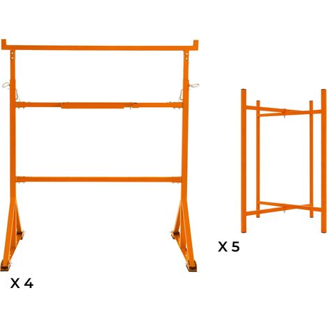 4x Arbeitsböcke & 5x Mörtelbrettständer 750 mm H klappbar (1/5)