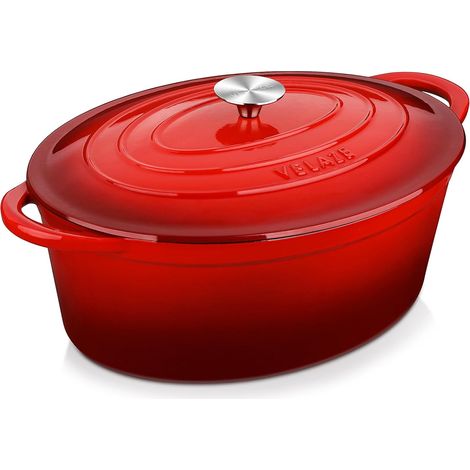Dutch Oven Compatible with Induction/Gas/Oven, Non-Stick Casserole with Lid, 7 L, Enamelled Cast Iron Casserole with Lid, Red (1/5)