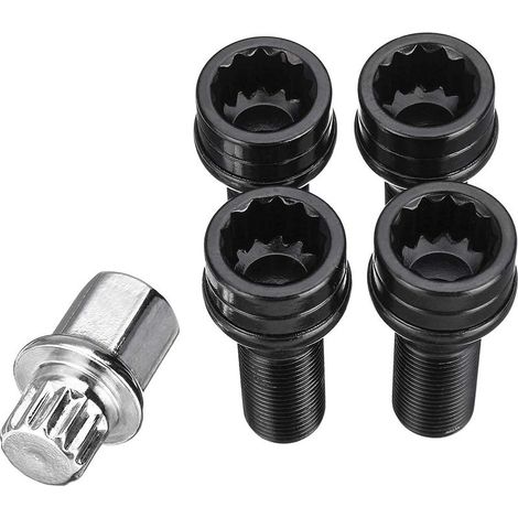 Tornillos de bloqueo de rueda M14 x 1.25 Tuerca negra + Llave Compatible con BMW Mini R54 R55 R56 R57 R58 R59 R60 F55 F56 F57 Compatible con BMW Serie 1 2 3 4 5 6 7 X1 3 5 6 (1/5)