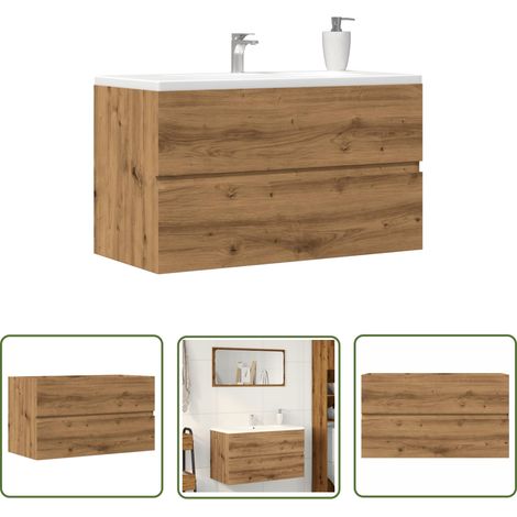 vidaXL Waschbeckenunterschrank Artisan-Eiche 90x38,5x45 Holzwerkstoff (1/5)