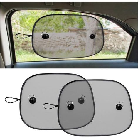 Lot de 2 pare-soleil pour vitres de voiture - Pare-soleil bébé - Protection solaire pour voiture - Pare-soleil pour vitres latérales - Pare-soleil - Nylon - Noir - 44 x 36 cm (1/5)