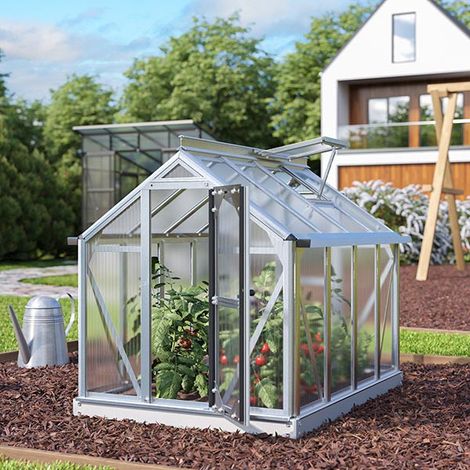 Mini serre compacte en polycarbonate Merlin - 0,83 m², Couleur Aluminium