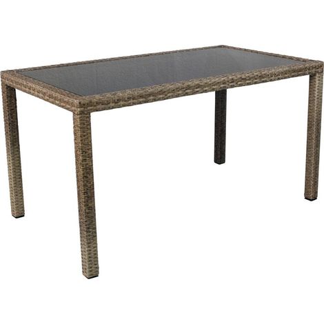 Alu-/Geflechttisch Julia 140x80cm natur