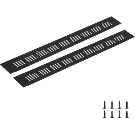 Rectangular Ventilation Grille, Aluminum Alloy Vent Grille Louver Vent Cover with Mounting Screw (400X50mm/16"X2", Black) (1/5)