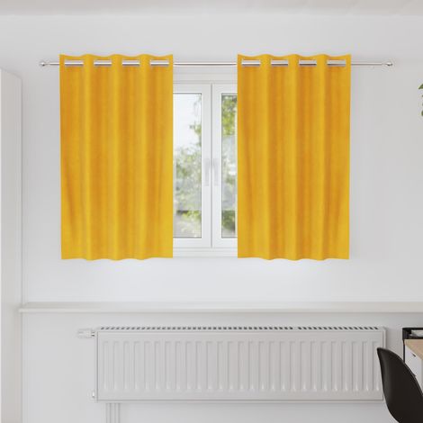 Verdunkelungsvorhänge 2 pcs Senfgelb 140 x 140 cm Samt