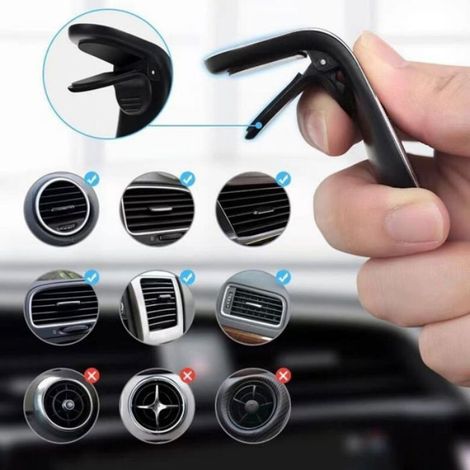 Support Magnétique Téléphone - Pour Grille D Aération Voiture - Compatible Avec La Plupart Des Smartphones - Noir - 1 Pièce (1/5)