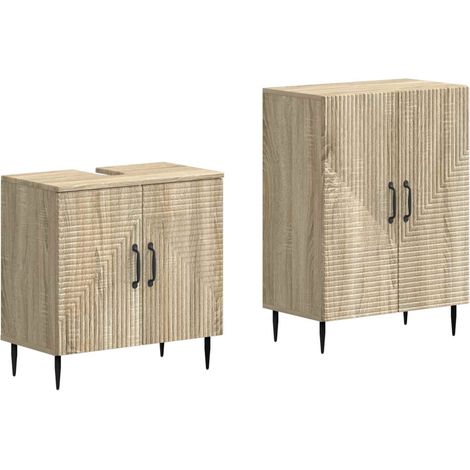 Ensemble de 2 meubles de salle de bain HAARLEM Chêne Sonoma vidaXL (1/5)
