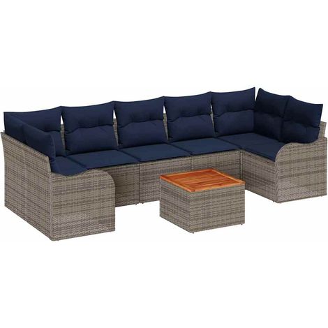 Garden Sofa Set 8 pcs Grey Poly Rattan vidaXL (1/5)
