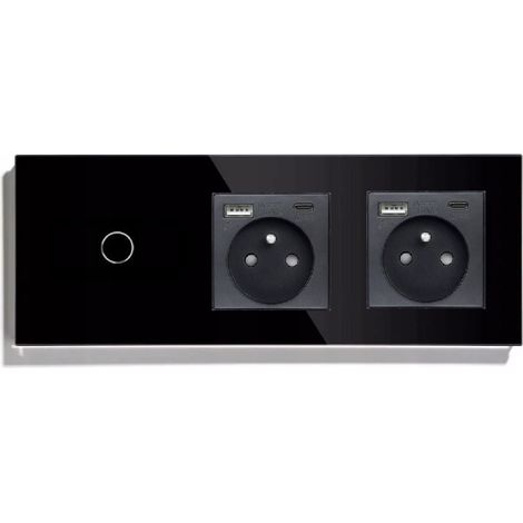 INTERRUPTEUR SIMPLE TACTILE + 2x INTERRUPTEUR EN VERRE PRISE USB-C (1/5)