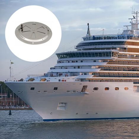 Griglia di ventilazione rotonda monoblocco in acciaio inox 316, regolabile con pulsante di apertura, diametro 125 mm, per yacht, camper e abitazioni. (1/4)