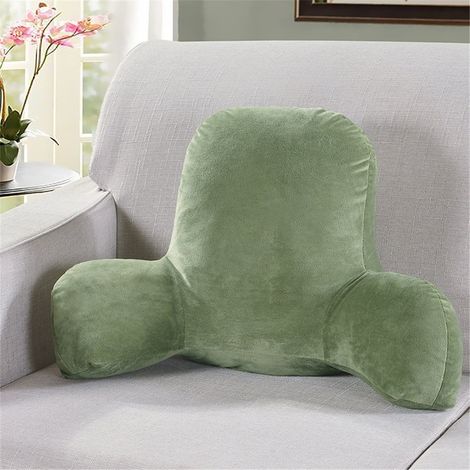 Coussin Dossier en Velours Côtelé avec Accoudoirs, Support de Lecture et Lombaire, Vert Armée 52 x 38 x 20 cm (1/4)