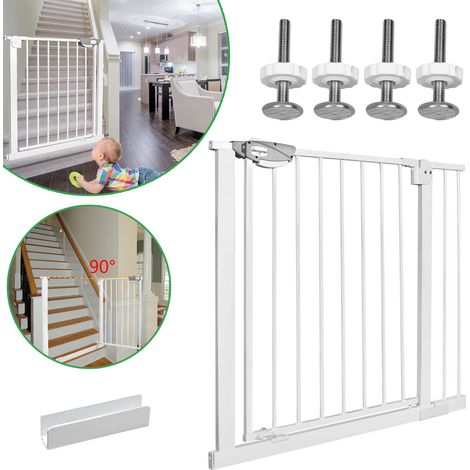 AUFUN 85-95cm Stair Protection Grille Children Grille d'ouverture bidirectionnelle, Grilles de protection de porte sans forage, pour enfants, Blanc
