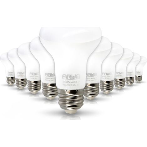 Lotto di 10 lampadine LED Spot R63 E27 9W Eq 60W  Température de Couleur: Bianco caldo 2700K