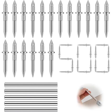 Lot de 500 clous sans couture avec fil à double tête pour plinthes à double tête - Clous décoratifs - Murs en béton - Clous à double tête - Avec 5 outils pour plinthes - Décoration d'intérieur (1/5)