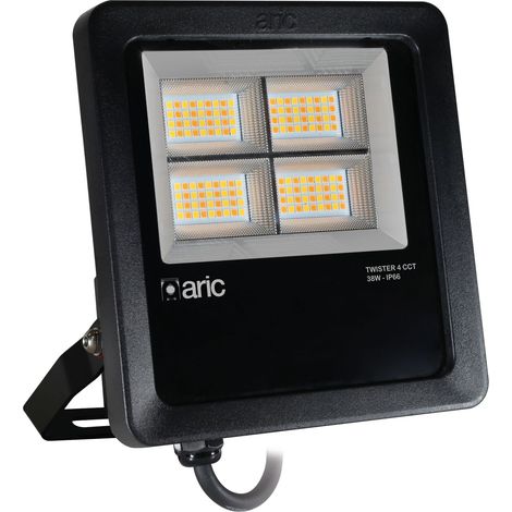 PROJECTEUR TWISTER 4 noir 38W 3CCT IP66 IK08 2200K/3000K/4000K 5890lm 90° 50000h ARIC 51687 (1/4)