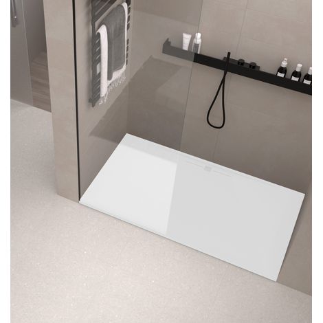 Receveur de douche Resine RIVER Blanc (grille coloure) - 80x170 cm - Grille + Valve OFFERTE (1/4)