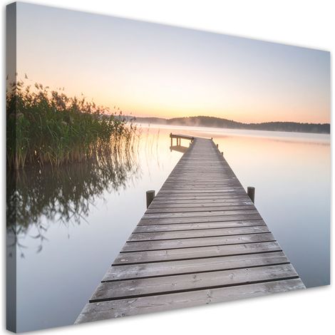 Bild auf Leinwand See Pier Landschaft Sonnenuntergang 45x30 (1/5)