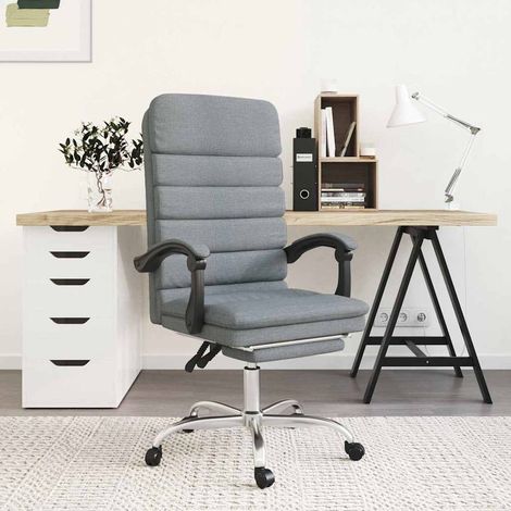 vidaXL Silla de oficina reclinable con masaje de tela gris claro (1/5)