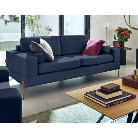 Isaure - 3-sitzer einzelsofa aus samt - marineblau