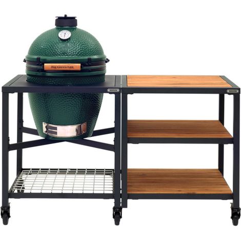 Pack LARGE - Table modulaire + Meuble extension avec 3 plateaux acacia - Egg - ConvEGGtor - 3 lots de 2 roues - Big Green Egg (1/2)
