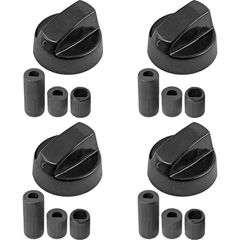 Bouton De Commande Universel - Lot De 4 - Noir - 5 Adaptateurs - Pour Four Et Plaque De Cuisson - Diamètre 4 Cm (1/5)