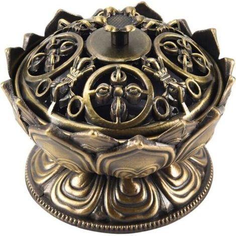 Brûleur d'encens Bouddha Porte-fleur de lotus Encensoir fait main (1/4)