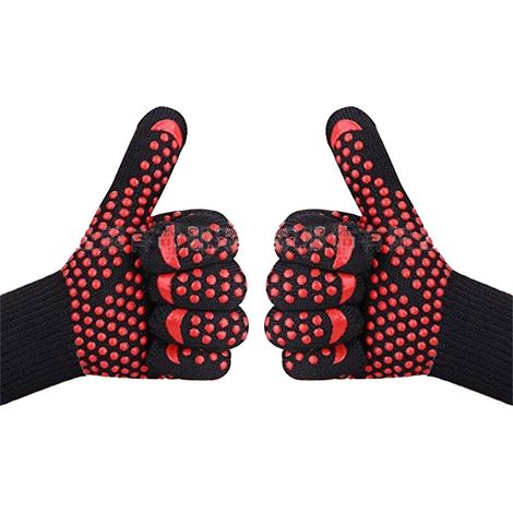 Gants de four à micro-ondes résistants à la chaleur, en silicone ignifugé haute température (griffe fantôme blanche), résistants à la chaleur (1/5)