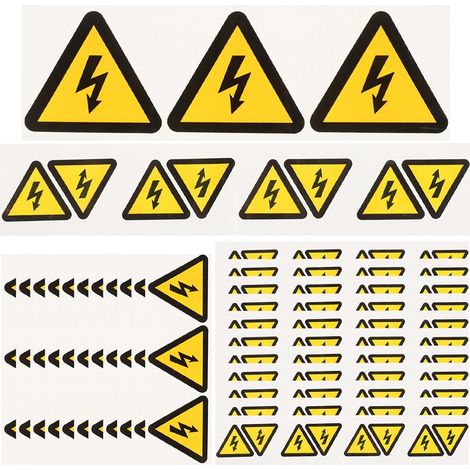 Autocollants D'avertissement Haute Tension Faciles à Porter Jaunes 24 de Triangle Adhésifs pour Panneaux Électriques et Sécurité D'équipement (1/5)