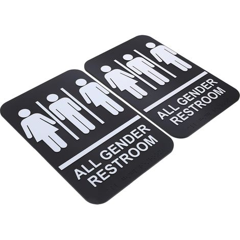 2 pièces Plaque Braille Unisexe pour Toilettes Adhésive Signalisation Wc Genres Variés Panneau Salle de Bain Bureau Hôtel Installation Facile Haute Visibilité Blanc Argent (1/5)