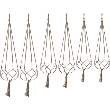 Support Pour Plante - Cordon En Coton Naturel - Suspension Murale Ou Plafond - Hauteur Réglable 90-122 cm - Lot De 6 (1/4)