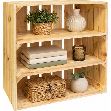 Holzkiste Regal Tamme 55x55x30 cm – Massivholz Kistenregal für stilvolle Aufbewahrung (1/5)