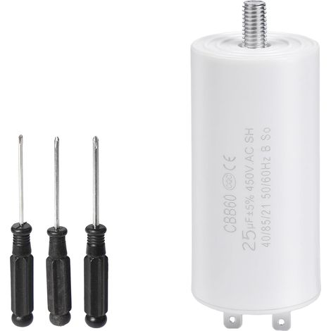 25uF 450V CBB60 Condensateur Démarrage Travailler Condensateurs en marche 50/60Hz Connecteur M8 40x95 mm Moteurs électriques Pompe à eau Porte automatique Compresseur d‘air