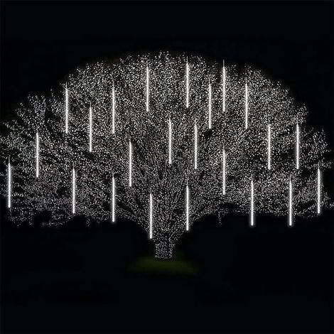 8 tubes guirlande lumineuse LED 30 cm, effet pluie de météorites, IP65 étanche, décoration romantique extérieure et intérieure (1/4)