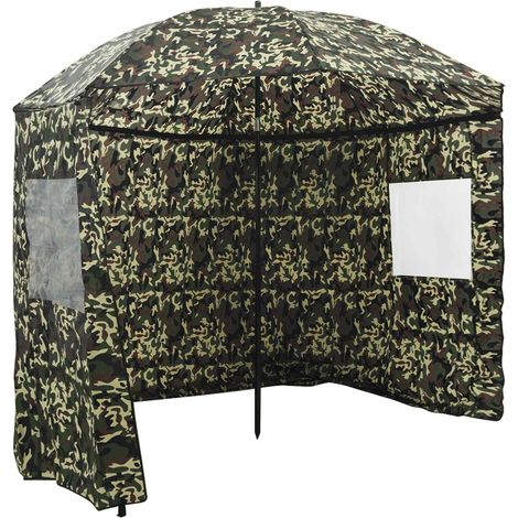 Ombrellone da Pesca Mimetico 220 x 185 cm Poliestere Oxford vidaXL