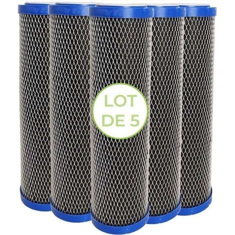 Paquete de 5 cartuchos de filtro de agua 2 en 1 Ulisem, 25 cm (10 pulgadas) - Filtro anti-sedimentos + filtro de carbón activado de 5 micras (1/4)