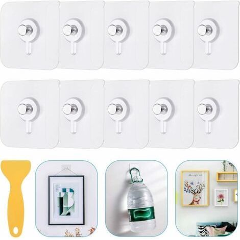 Set of 25 Adhesive Picture Hangers Without Drilling, Transparent Adhesive Frame Attachment for Hanging Photo Frames, Mirrors, Wall Art, Decorative Lights, No Hole (1/5)