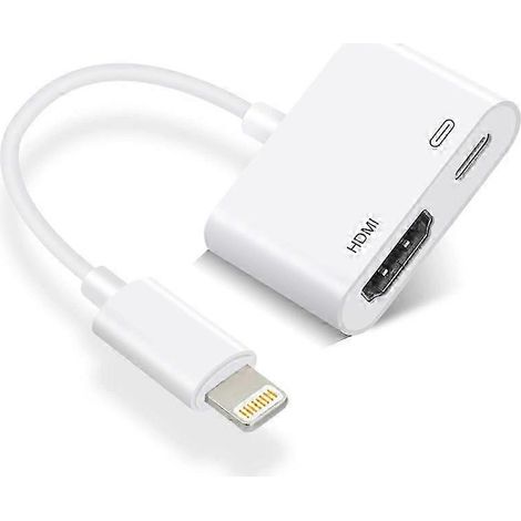 Convertisseur AV numérique Lightning certifié MFi 2025, convertisseur iOS/iPad vers HDMI avec connecteur de câble HDMI, prend en charge la synchronisation d'écran 1080p, blanc. (1/5)