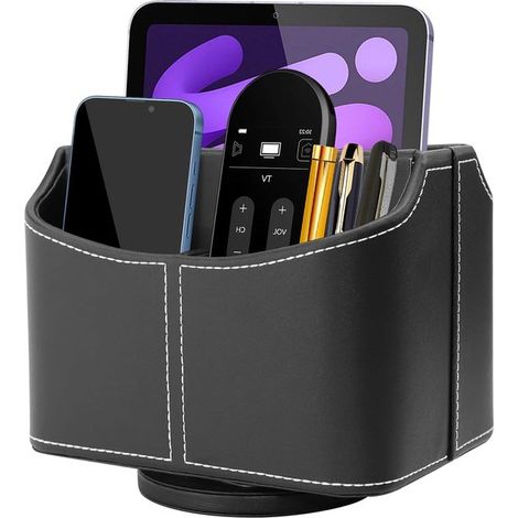 Organizador de escritorio con base giratoria de 360° y gran capacidad: solución de almacenamiento práctica para mandos a distancia (1/5)