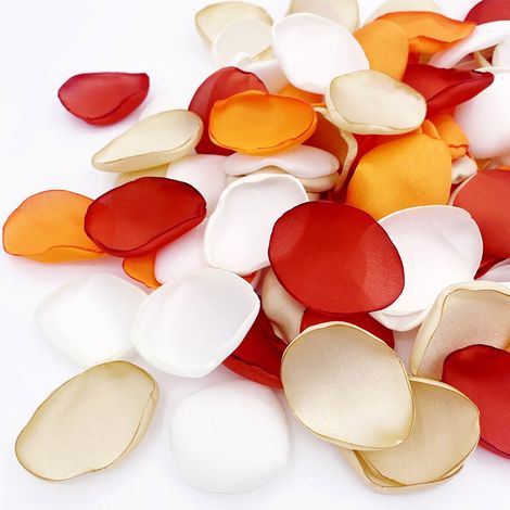 Petales De Rose Artificiels - Satin Orange - Decoration Mariage Automne - Petales Pour Fille De Fleurs Et Aisle - 300 g (1/5)