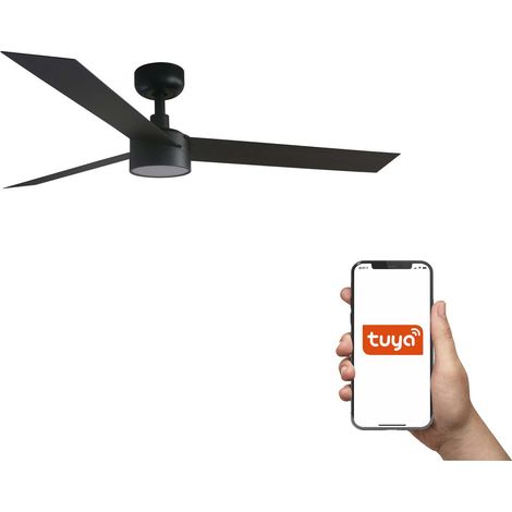 Faro Cruiser Grand ventilateur de plafond à 3 pales noir mat avec éclairage 2700 - 4000 - 6500 K, système intelligent Tuya (1/4)