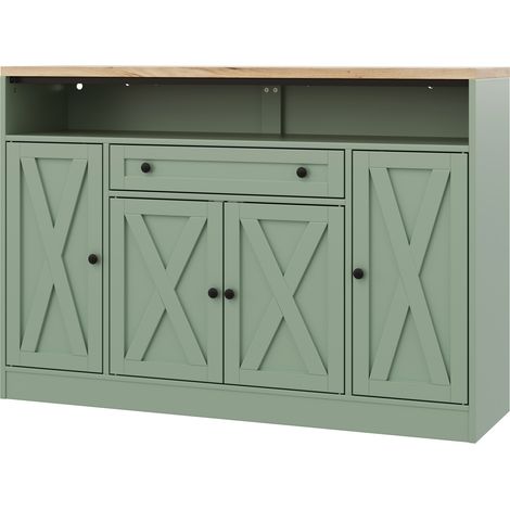 Küchen-Sideboard 140x35x95 cm aus MDF Grün mit RGB-LED, MEUBLIV (1/5)