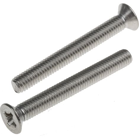 Vis à métaux RS PRO M6 à tête Fraisée Pozidriv en Acier Inoxydable, 50mm ( Prix pour Sachet de 50 )